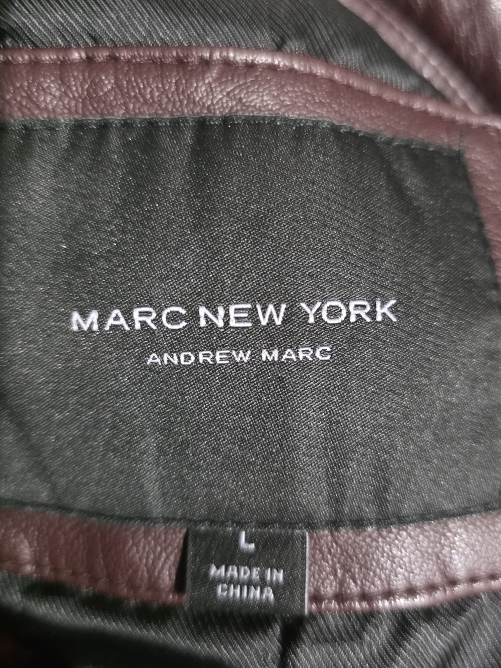 Marc New York Andrew Marc Burgundy Leather Moto Jacket Lg Quilted Biker Zip Coat - Picture 10 of 11